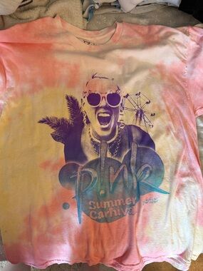 PINK  Tie-Dye Graphic Tee in Pink, Yellow, Purple